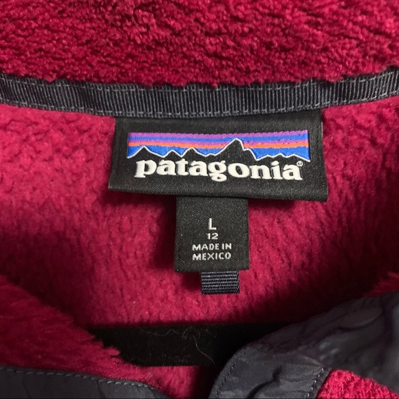 Patagonia Magenta Snap T Pullover Size L 12 Kids Sweatshirt Jacket - Picture 5 of 6